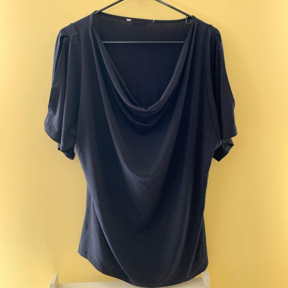 Michael Kors weighted swoop neck slit sleeve shirt